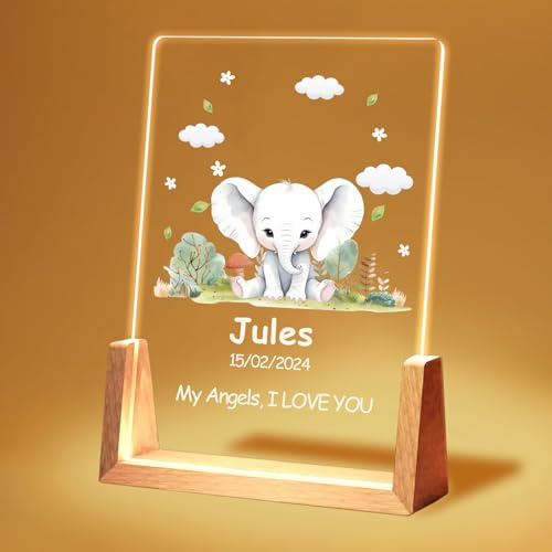 Fallover Lámpara Infantil Personalizada con Nombre, Luz Nocturna Bebe, Regalo Bautizo Niña Niño, Regalos Bebes Recien Nacidos Originales, Regalo de Cumpleaños, Ideas para Regalos Navidad, Style 12