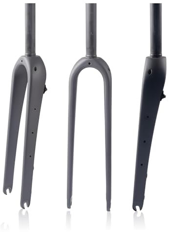ZJHAHJY Starre Gabel aus Vollcarbon, 700, Fahrradgabel mit Schnellspanner, 9 x 100 mm, gerades Rohr 1-1/8 Zoll 28,6 mm, Scheibenbremse mit flacher Montage, ultraleichte Vordergabel 406 g (schwarz) (M)