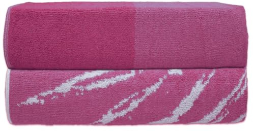 Sweet Needle Topical Palm - Toallas de Playa para Adultos, Paquete de 2 Unidades, Pink Paradise, Toalla de baño 100% algodón de Rizo Hilado en Anillo, para Hotel, Piscina, Secado rápido, Baja Pelusa