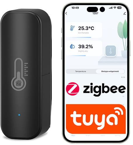 Sone Smart One ZigBee Temperatursensor Schwarz, Tuya Smart Life App, 2× AAA | gateway erforderlich, messverlauf, xlsx export, push alarm, batteriestatus, innenraum