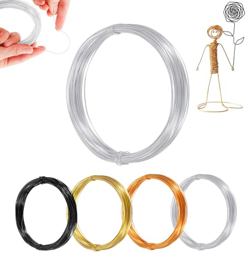18 Gauge 1mm Aluminum Craft Wire 165 Feet,Sliver Bendable Sculpting Metal Wire,Metal Crafting Wire for Sculpting,Wreath Craft,Floral Making,Jewelry Making,Weaving and Wrapping Sliver Wires
