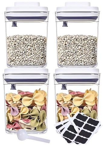 GRANZ Push Button Food Storage Containers Pack of 4 (700ML x 4) | Kitchen Organization Set for Cereal & Dry Foods | BPA Free Cereal Containers for Sugar, Flour, etc.