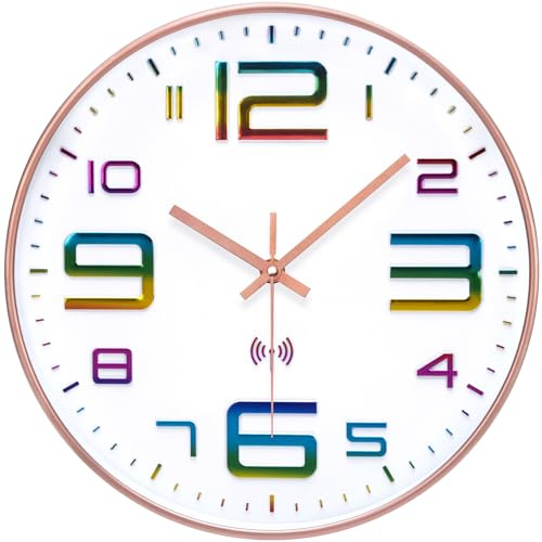 VIVILINEN Orologio da Parete Radiocontrollato 30CM Orologio da Muro Moderno Silenzioso Senza Ticchettio Orologio Rotondo Classico Decorativo per Camera da Letto Cucina Scuola Ufficio Soggiorno