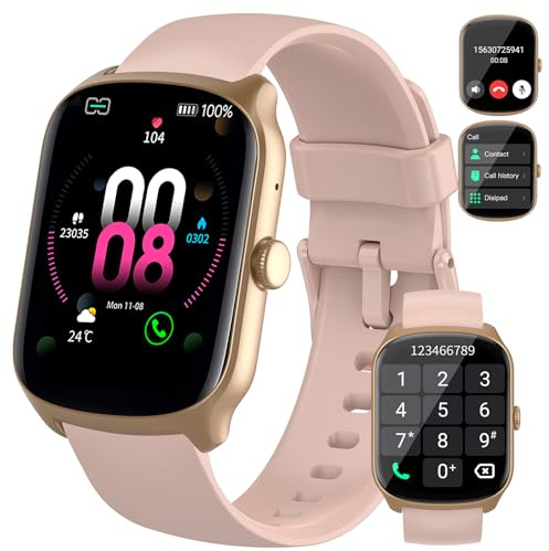 Smart Watch for Women Men (Answer/Make Calls), 1.95 Curved Screen Fitness Watch, 110+ Sports Modes, 24H Heart Rate Sleep Monitor Smartwatch, IP68 Waterproof Sports Watch for iOS/Android, Pink