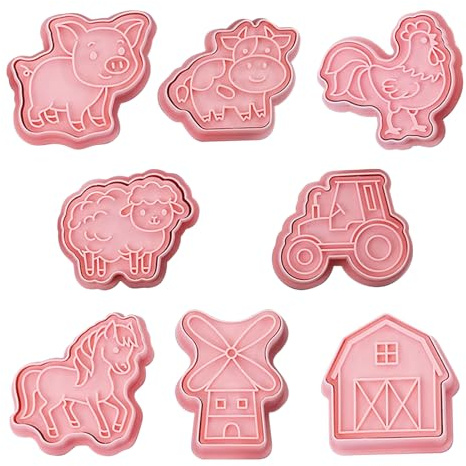 Stampini per biscotti in stile rustico – Set di timbri con motivo fattoria, 8 pezzi, strumenti per goffratura fondente per biscotti, formine da pasticceria per la cucina | Forniture per il