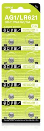 Lot de 10 piles bouton AG1 1,55 V LR621 LR60 SR621SW SR60 SR60L SR60 L621