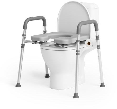 Loyoda Toilet Seat Riser with Handles,Raised Toilet Seat for Seniors with Adjustable Height & Width, 400 lb Capacity Handicap Elevated Toilet Seat for Elderly, Pregnant, Fit Any Toilet
