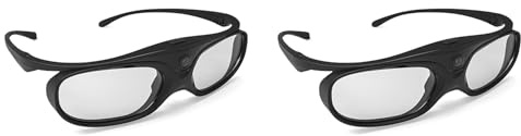 Tacdas 2X Gafas 3D para Proyectores DLP Link, Gafas 3D con Obturador, Gafas para TV 3D DLP