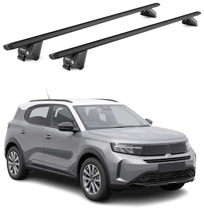 OMAC Barras portaequipajes de aluminio homologadas por TÜV para Mercedes Clase C S206 2021-2026 – para rieles de techo integrados – ranura T – Max 100 kg – 2 cerraduras negras