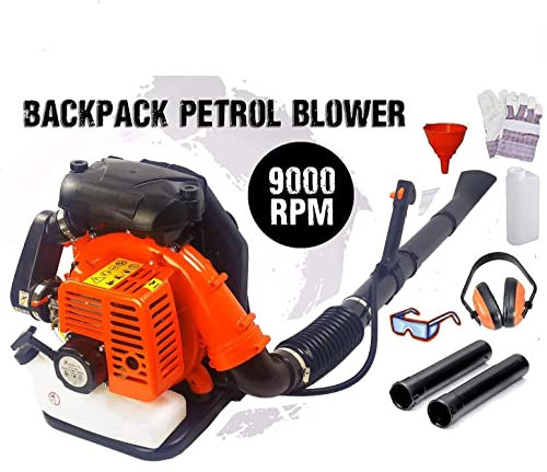Dealourus 65cc Petrol Backpack Leaf Blower, Extremely Powerful - 210MPH Lightweight With New and Improved Padded Support Straps For Maximum Comfortability