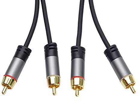 PremiumCord Cinch HQ-Kabel 2xCINCH Stecker auf 2xCINCH Stecker, Audio Video Verbindungskabel, Für TV Handys MP3 HiFi, Geschirmt, Metallverbinder, M/M, Länge 5 m