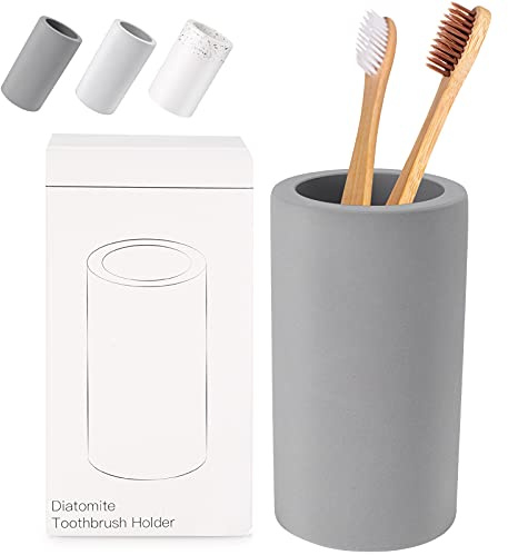 Diatomite Toothbrush Holder, BOJDOPIE Water Absorption Quick Drying Bathroom Countertop Organizer, Stand Cup for Toothpaste Makeup Brushes Razors