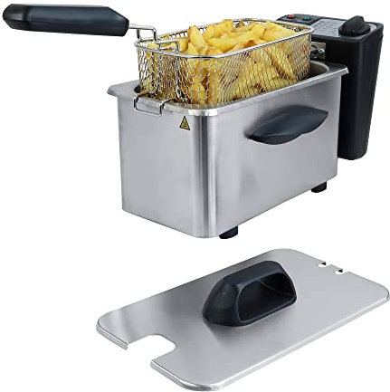Igenix IG8015 Compact Mini Deep Fat Fryer with Frying Basket and Non Stick Inner Bowl for Easy Cleaning, Stainless Steel, 1.5 Litre Capacity, 1500 W, Silver