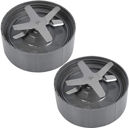 Replacement Extractor Blade, 2 Pack Grey, Compatible with NutriBullet Pro 900w 600w Juicer NB-101B NB-101S NB-201 Blender Blade Parts with Silicone Rubber Gaskets Seal O Ring