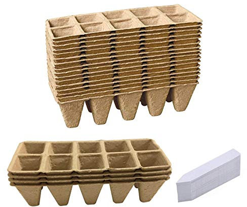 Semilleros Biodegradables, Bandeja De Cultivo De Semillas, Macetas De Turba para Las PláNtulas, con 100 Etiquetas, para JardíN, BalcóN, Semilla, Plantas, Vegetal, Fruta, (Caqui) (D-20PCS)