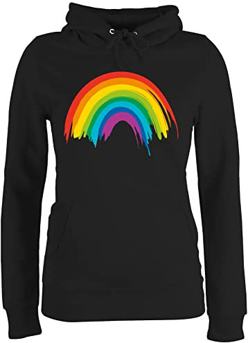 Shirtracer Pullover Damen Hoodie Frauen - Kleidung Pride Flag - Regenbogen LGBT & LGBTQ - M - Schwarz - CSD Rainbow hoddys Lesbian Christopher Street Day Pulli lqbtq pullis Gay lgbtqia Queer Month