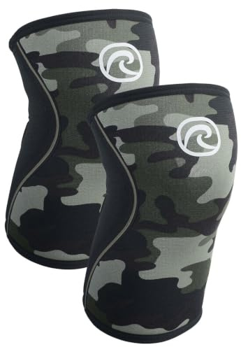 Rehband Kniebandage für Kraftsport & Fitness - Kniebandage 7mm Neopren, flexibel & rutschfest, Knee Sleeve für Männer & Damen, Farbe:Camo - 1 Paar, Größe:L