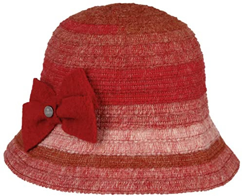 LIERYS Vaneda Glockenhut Rote Stoffhut Damen Farbenfroher Winterhut mit Schleife Wollanteil Made in Italy Herbst/Winter rot One Size