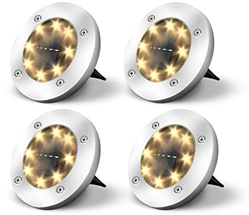 Jsdoin Solar Lights Outdoor Garden,Deck Lights Solar Powered - 8 LED,for Landscape,Walkway,Lawn,Steps Decks,Pathway Yard Stairs Fences,Garden Decorations Warm (4)
