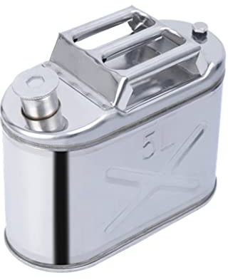 Acier inoxydable 304 épaissi Bidon d'essence avec guide d'huile étendu, Seau à essence Réservoir de pétrole Bidon Diesel - Argent (5L,10L)