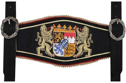 German Wear Trachten Hosenträger lederhosen mit Bayerischem Wappen-stickerei