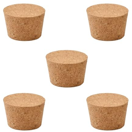 INCREWAY Tapones de corcho cónicos, 5 piezas de tapones de corcho de madera cónicos de repuesto para botellas de vino, botellas de vidrio, tarros, 55 * 45 * 35 mm