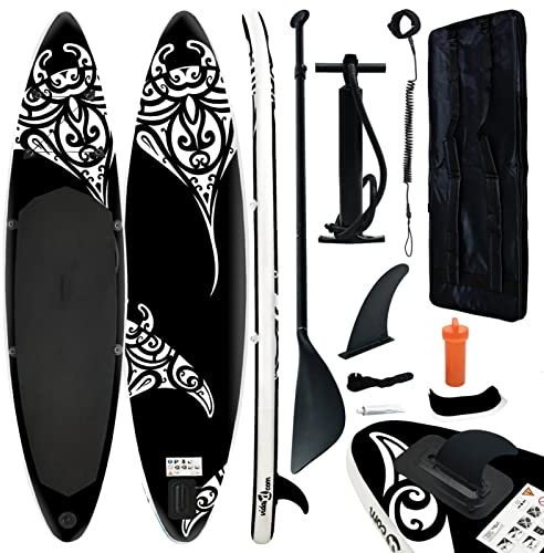 ARKEM Aufblasbares Stand Up Paddle Board Set 305x76x15 cm Schwarz Stand Up Paddling Board Mit Sitz