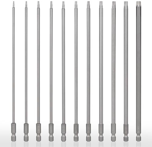 CPROSP Tournevis à Main Sets Magnétique, 11PCS Torx Hex Tige 200mm, S2 Alliage d'Acier, T5 T6 T7 T8 T9 T10 T15 T20 T25 T27 T30 T40, Embouts Magnétiques