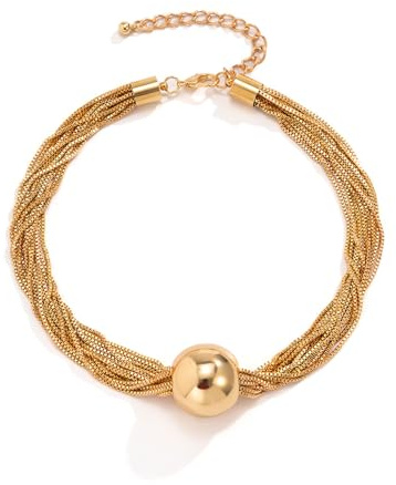 CYWQ Chunky Chain Necklace Multi Layered Necklace Ball Pendant Choker Necklace Punk Jewelry Hiphop Necklace for Women and Girls