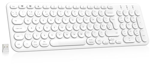 cimetech Rechargeable Wireless Keyboard, 2.4G/Bluetooth Ultra Slim Silent Keyboard for Mac/PC/Laptop/Surface/Smart TV/Notebook - Windows 10/8/7 - White