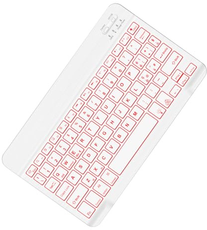 IVEOPPE Tastiera Bluetooth Wireless Retroilluminata, Tastiera Bluetooth Wireless Ultrasottile per iPad, iPad Pro, Tablet Compatibile con Android/Samsung/Huawei/Xiaomi/Lenovo, Bianco