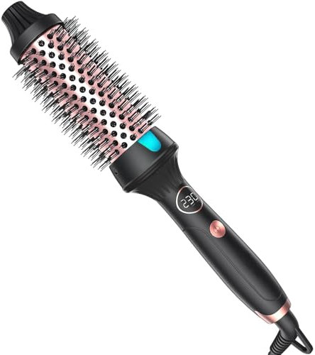 Thermal Brush, spazzola ad aria calda da 38 mm, volume per capelli, spazzola per capelli per acconciatura, spazzola rotonda, spazzola calda con display LCD per viaggi, regali per donne (nero)
