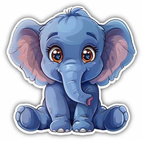 Samunshi® Süßer Kawaii Elefant als Sticker Anime Tiere Autoaufkleber für Motorrad Fahrrad Roller oder Auto Sticker Fahrrad Mtb Mountainbike Rennrad Cartoon Retro Aufkleber 10x10cm