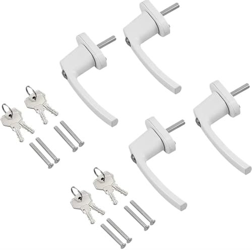 GSCLZ 4Pcs Window Handle Universal Key Locking Lockable Double Glazing UPVC Window Handle Balcony Door Handle