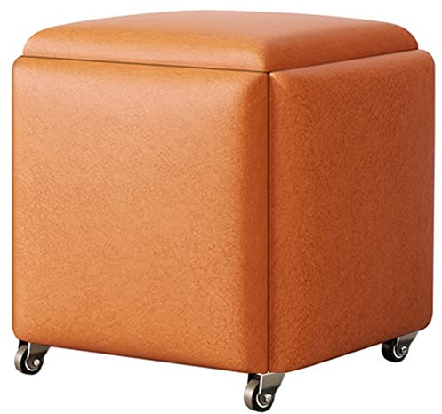 YinhaFongeu 5 in 1 Magic Cube Hocker, Technologie Stoff Sitz Nesting Ottomane mit Rollen, Küche Esszimmer Sofa Stapelstuhl, Orange (Größe: 35 x 35 x 35 cm)