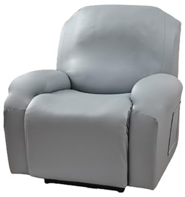 hardtry PU-Leder Lehnstuhl Slipcovers, 4 Stück Stretchhusse für Relaxsessel Komplett Sesselschoner Wasserdicht Sesselbezug für Fernsehsessel Liege Sessel Ruhesessel Sofa(Gray)