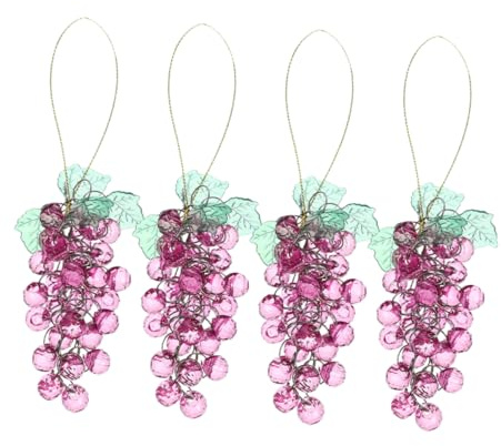 Alipis Ornement Suspendu en Perles de Raisin en Acrylique Pourpre, Lot de 4 Pièces, Résistant à l'usure Chocs, Décoration Réaliste pour Plafond ou Branches d'arbre