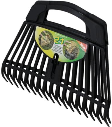 Rekord Laubgreifer schwarz, je 17 Zinken (Kunststoff), Arbeitsbreite 38 cm Laubbesen, Harke, Fächerbesen, Laubfeger, Laubfächer, Schaufel