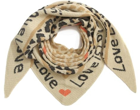 stylx Damen Schal XXL Dreieck mit Leopard Muster LEO LOVE Warm Weich Strickschal Karo Winterschal Herbstschal Wolleschal Frauen Deckenschal Halstuch Scarf Poncho Cape