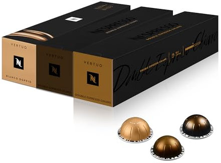 Nespresso Vertuo Coffee Pods, 30 Espresso Mixed Pack - 10 Bianco Doppio, 10 x Scuro, 10 x Chiaro Make Espressos, Cappuccino, Lattes and Iced Coffee at home. Recyclable Pods