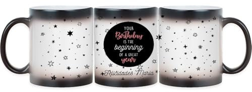 Wanapix | Taza Personalizada con Nombre | Taza Mágica de Cerámica| Regalo Original de Cumpleaños | 325ml | Apta para Microondas | Cumpleaños