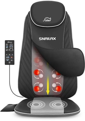 Snailax Back Massager with Soothing Heat, Upgraded Electric Massager for Back and Neck, Deep Tissue Kneading Full Body Massage Chair, Home, Office Use, Gifts for Men, Women