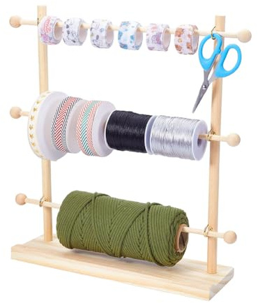 nbeads Farbband-Organisator, Hölzerne Farbbandhalterung Ribbon Storage Rack Spool Halter für Handwerk Zimmer Florist Kunst Handwerk, 11.3x34.2x40.5cm