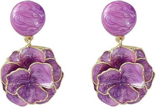 XFSRG Boucles d'Oreilles Femme Fleur Violet en Alliages Bijoux Tendance pour Toutes Occasions