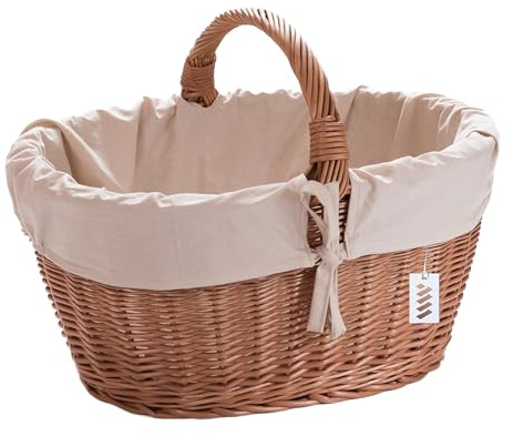 Wiklinowy Świat - Panier en osier - Panier à champignons - Panier à bois de cheminée, panier à pommes de terre, panier à fruits, panier de remplissage - Panier de jardin avec anse en osier pour les