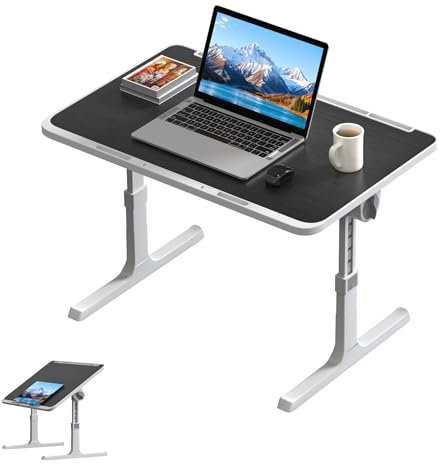 YRHome Sängbord höjd- och lutningsjusterbart laptopbord för säng & soffa – 60 x 40 cm fällbart laptopbord med surfplattehack stabilt sängbord för soffa, golv och hemmakontor – svart