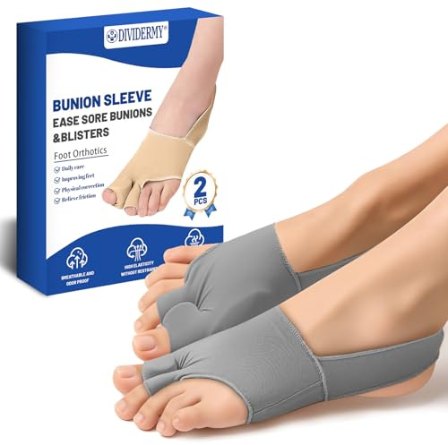 2 pezzi Alluce Valgo Correttore, Tutore Alluce Valgo, Divaricatore Alluce Valgo, Antiscivolo, Separatore Alluce Valgo con Panno Elastico, Per Evitare Sfregamenti E Alleviare La Pressione, Grigio