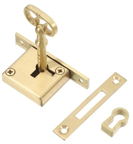 JUMPLAWN 1set Vintage Cabinet Lock Small Brass Drawer Lock Key for Furniture Mailbox and Toolbox Security Easy to Install for Home Office Use