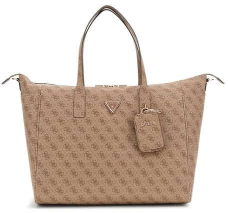 GUESS Reisetasche mit Laptopfach Latona Carryon Large Tote Latte Logo Hellbraun
