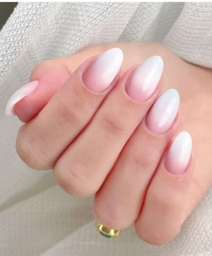JMEOWIO Nagelfolie UV Härtend Weiß Rosa Farbverlauf UV Gel Nail Strips Nagelsticker Nagelaufkleber Nail Art Dekoration Nageldesign Zubehör